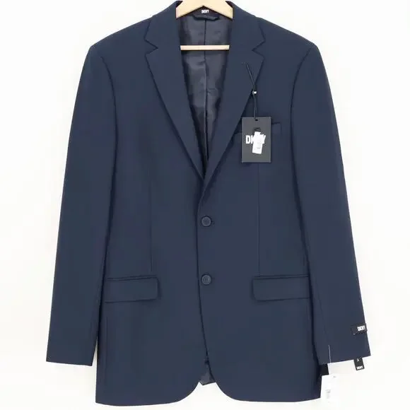 DKNY Men's Navy Stretch Formal Office Modern-Fit Tailored Suit